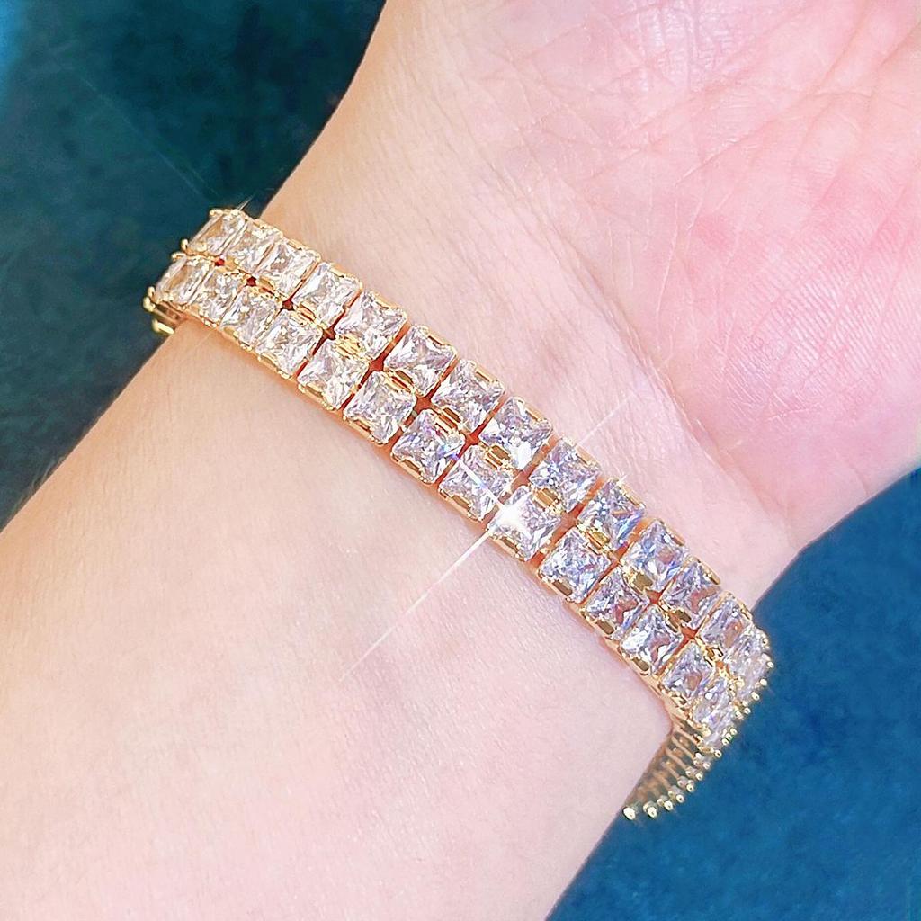 Ювелирные изделия ручной работы высшего качества CMM, квадратный цирконий, серебристый, золотой, свадебный браслет, широкий браслет для женщин