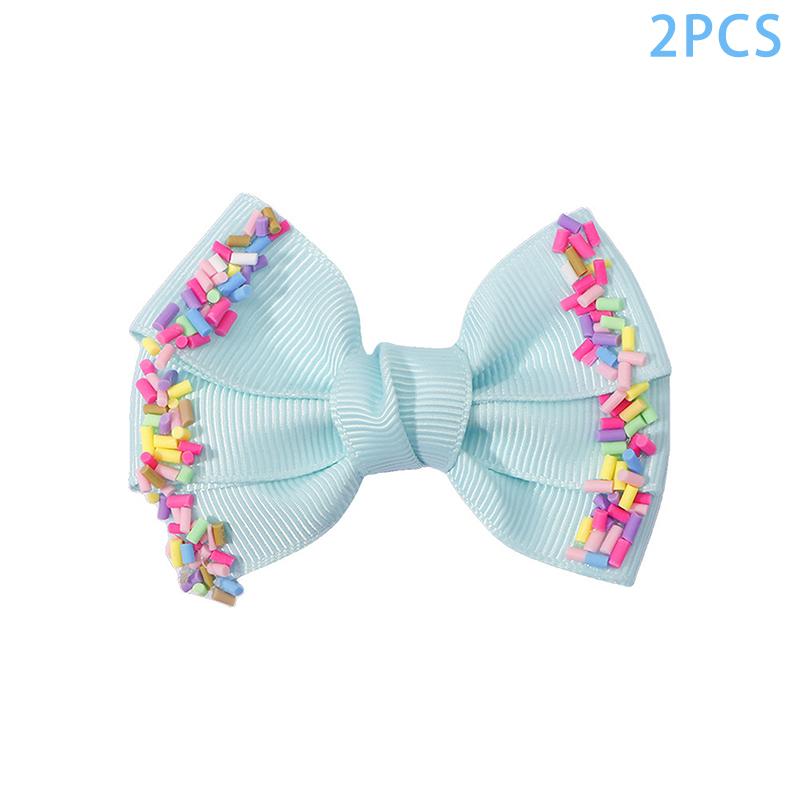 2/6Pcs Baby Solid Hair Bows Hair Clips Ribbon Bow Hairpin For Girl Cheer Bowknot Barrettes Children Headwear Hair Accessories