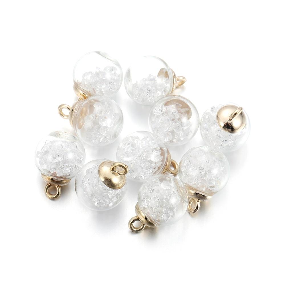 10Pcs Charms Star Sequins Transparent Glass Ball 16Mm Pendants Crafts Making Findings Handmade Jewelry Diy For Earrings Necklace
