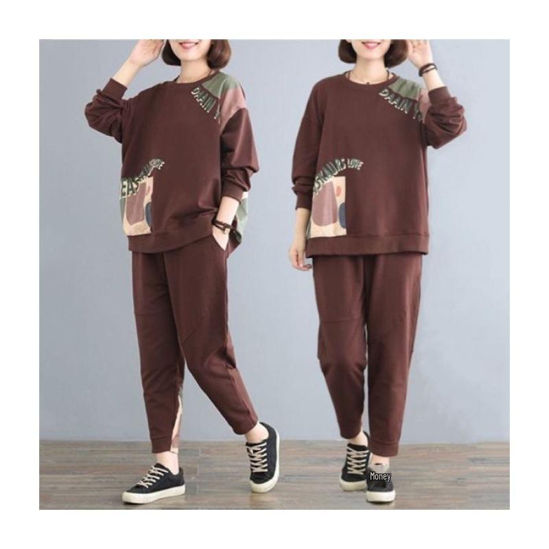 Plus Size Women's Two-Piece Suit - Autumn Loose Fit for Comfort and Style, Perfect for Covering Belly Fat