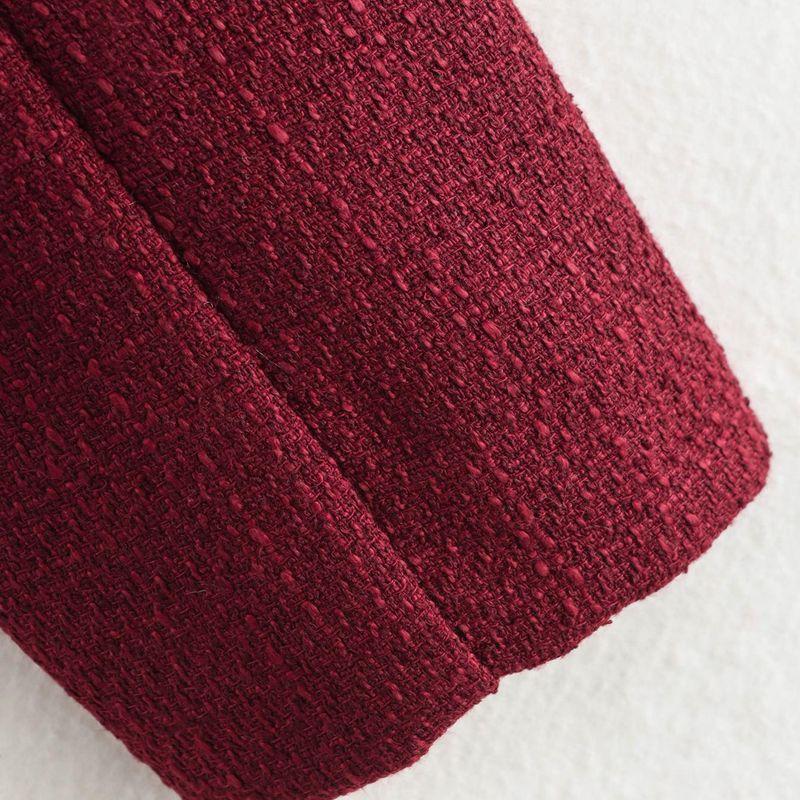 Kaslead New Arrival Women's Clothing Fashion Style Stylish Simple and Versatile Woolen Gold Buttons Long Sleeves Outwear