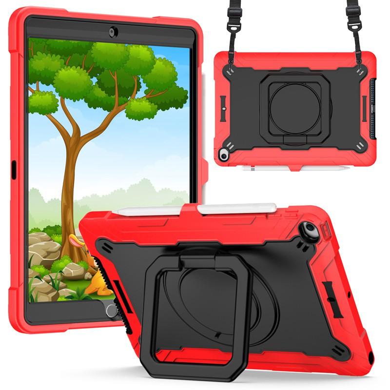 Silicone Kickstand Case IPad 8th Gen 10.2 Inch With Detachable Wrist Strap Shockproof Anti-Fingerprint Dual-Tone Design