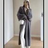 Длинный кардиган из искусственного норкового бархата - Женское осенне-зимнее вязаное пальто свободного кроя