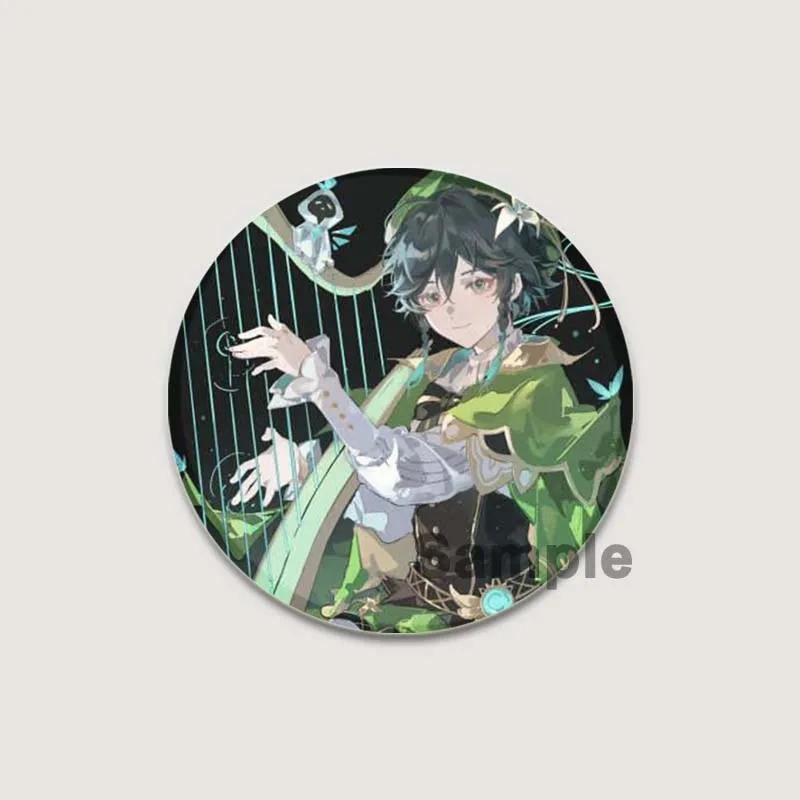 32/44/58 мм мультяшная фигурка Venti Jean HD принт брошь аниме значок Genshin Impact круглая витрина броши значки на лацкан ювелирные изделия подарочный аксессуар
