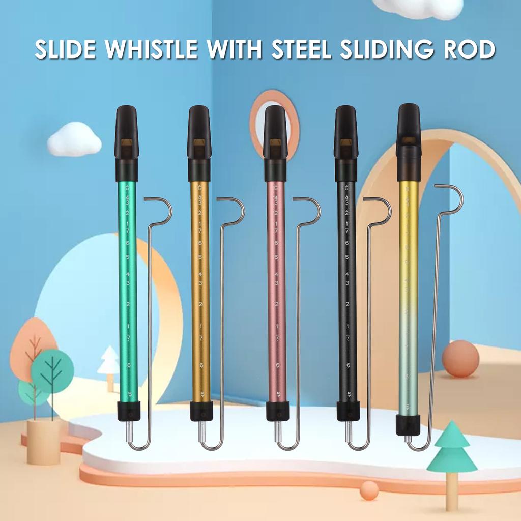 Metal Slide Whistle Scale Sliding Flute with Steel Sliding Rod Musical Instrument Toy for Children