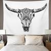 Emvency Tapestry Bull Aztec Longhorn Skull Cow Tribal Western Animals Home Decor Wall Hanging for Living Room Bedroom Dorm 50x60 inches