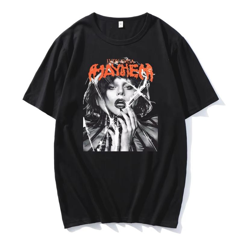 Футболки Lady Gaga Mayhem Унисекс Высокое Качество Хип-Хоп Хлопковые Футболки Модные Мужские Эстетичные Ретро Футболки Летняя Новая Ткань...