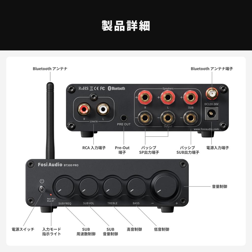 Fosi Audio BT30D PRO Bluetooth Power Amplifier TPA3255 Channel Mini Class D Integrated Amplifier Integrated Amplifier Stereo Audio Amplifier Suitable