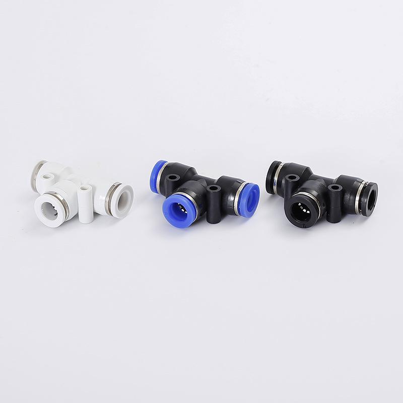 Пневматический быстроразъемный Т-образный соединитель PE Вставной компонент (ПЭ-8, ПЭ-10, ПЭ-12, ПЭ-16)