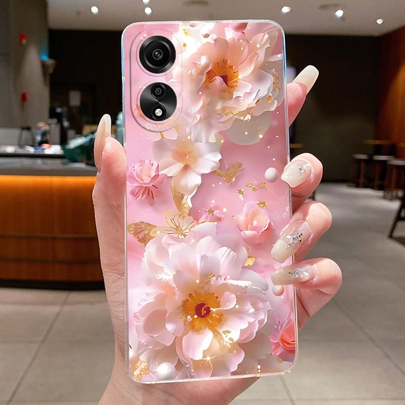 Чехол для OPPO A78 4G 5G A98 F23 A1X Цветок Бабочка Чехлы для Телефона Для Oppo A98 Мягкий Силикон Capa Прозрачный ТПУ Гелевая Крышка