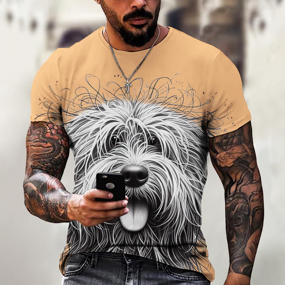 Летняя мужская футболка с принтом животных, повседневные футболки с коротким рукавом и 3D-принтом, модная уличная одежда, свитер с круглым вырезом, мужская свободная одежда