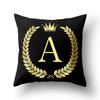 45x45cm Black Gold Letter Crown Polyester Cushion Cover Sofa Home Decor Pillowcase Decorative Cushion