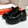 Summer Thick-heeled Leather Shoes for Women Japanese Uniforms Thick-soled Mary Jane Shoes High-heeled Shoes