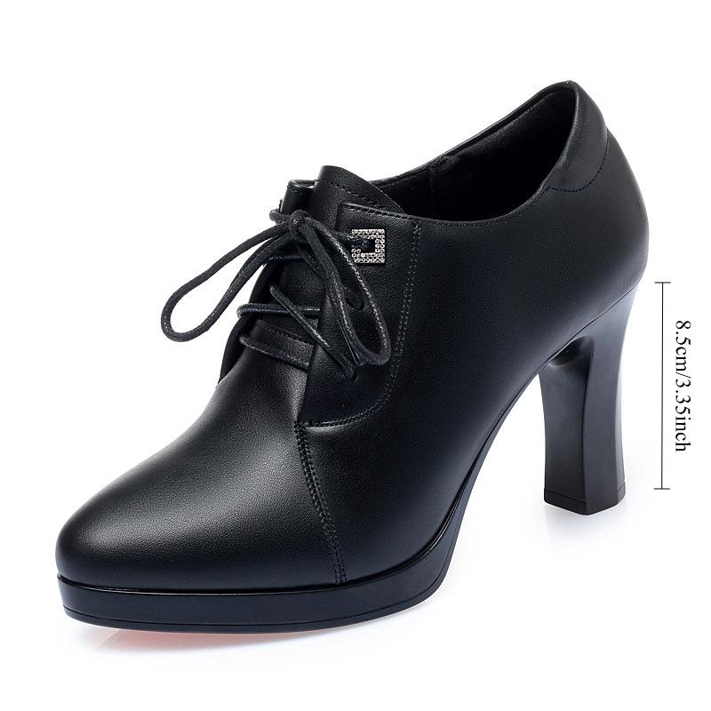 Туфли на высоком каблуке женские весенние женские туфли из мягкой кожи модные женские туфли с глубоким носком туфли на шнуровке британские кожаные туфли