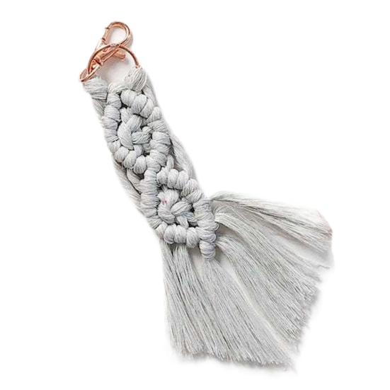 Брелок для ключей в богемном стиле ручной работы с кисточкой и пряжкой в ​​этническом стиле декоративный винтажный ручной работы макраме