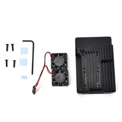 Защитный корпус из черного алюминиевого сплава для Raspberry Pi 4B (с двойным вентилятором)