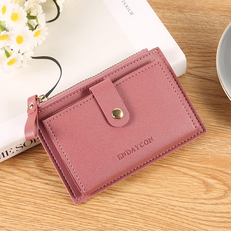 Ультратонкий женский кожаный кошелек с отделениями для карт и застежкой-молнией – Большая вместимость, однотонный дизайн