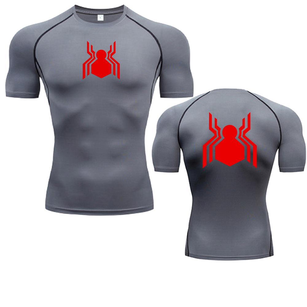 Spider Graphic Compression Shirts for Men Gym Workout Rash Guard Athletic Quick Dry Tshirts Tees Tops Undershirts Baselayers