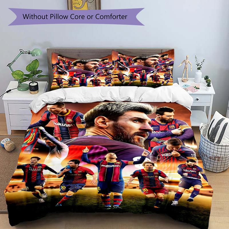 Barcelona Legend Messi Print 3Pcs Bedding Setduvet Cover With 2 Bedropillowcase Home Birthday Gift