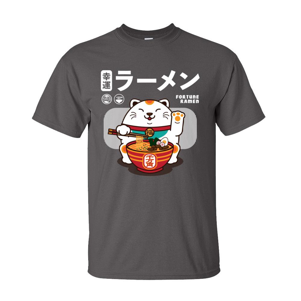 Fortune Ramen 100 Cotton Men Short Sleeve T Shirt Normal SummerAutumn TShirt Sweatshirts Cute Cat Noodle Tshirt