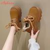 Fashion Aphixta 2024 Cow Suede Casual Sneakers Women's Shoes 8cm Platform Chunky Sole Warm Winter Boots Thick Sole Lace Up Shoes Woman