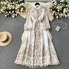 Palace Style Niche Style Print Long Puff Sleeve Dress