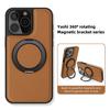 For iPhone 15 Pro Case with Ring Kickstand Compatible with MagSafe PU Leather Back Cover