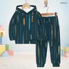 Unisex Kids Printed Hooded Long Sleeve Sweatshirt And Cuffed Pants Two Piece Set