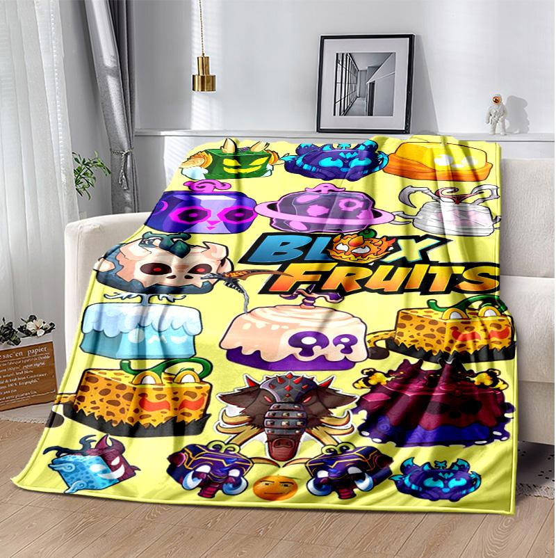 Blox Fruit Flannel Blanket Soft Warm All-Season Throw, Design for Camping, Car Travel, Hiking Sofa, Bed, Office Perfect Gift for Parties