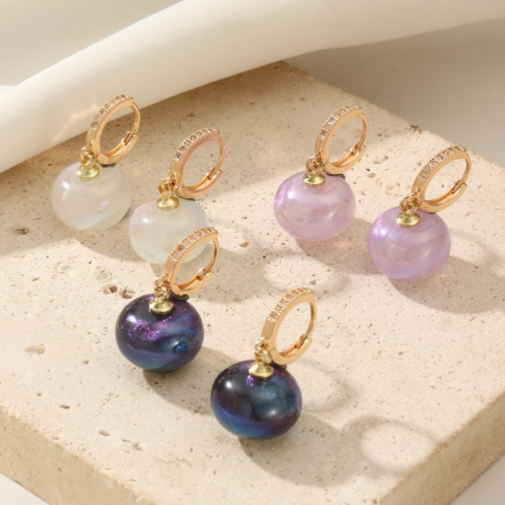 New Fashion Bread Round Big Pearl Dangle Earrings For Women Wedding Jewelry Gift Temperament Cubic Zirconia Eardrop