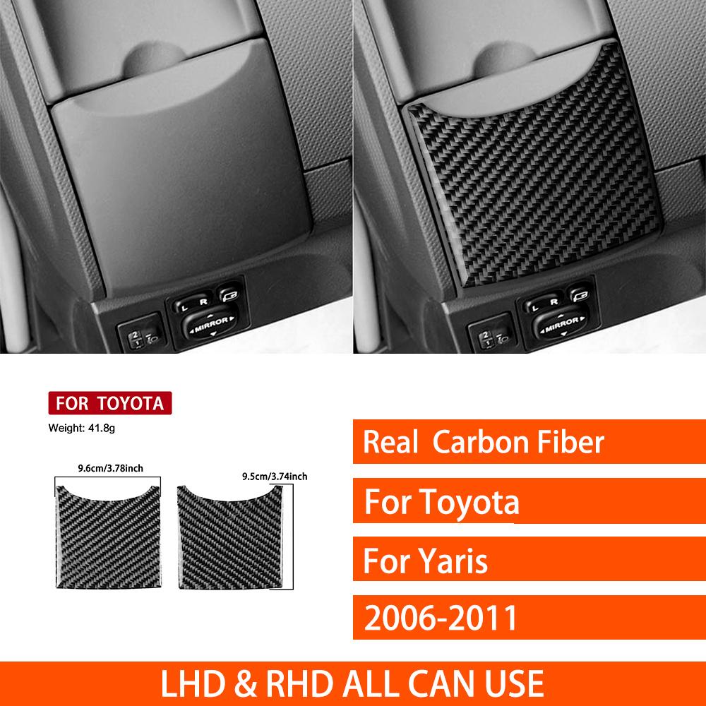 For Toyota Yaris 2006-2011 Real Carbon Fiber Stickers Dashboard Side Water Cup Holder Panel Car Accessories Interior decorative