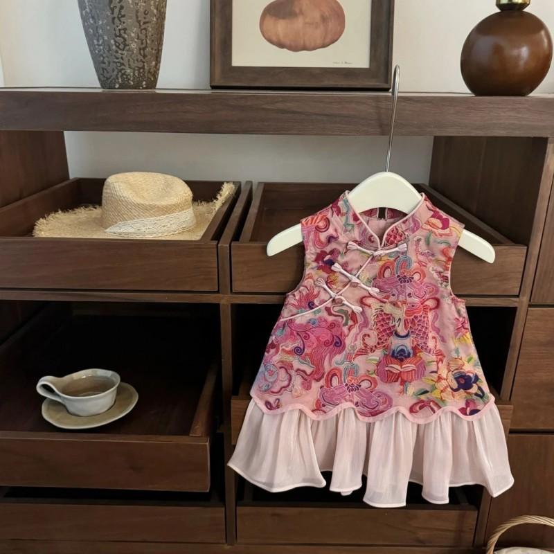 Baby Girls Floral Dress Fall Long Sleeve Ruffled Collar Princess Kids