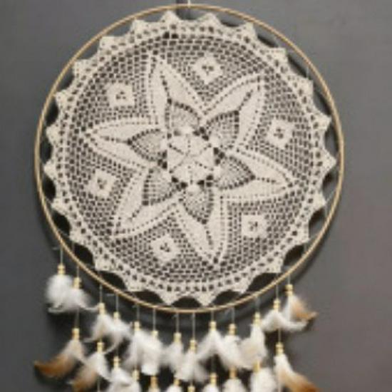 Богемский ловец снов из перьев ручной работы для украшения интерьера