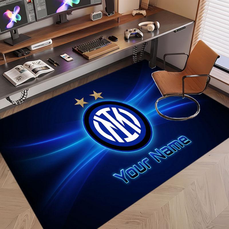 Custom Rug Inter Milan Pattern Print Name Text Soft Non‑Slip Floor Carpet for Home Indoor Decoration