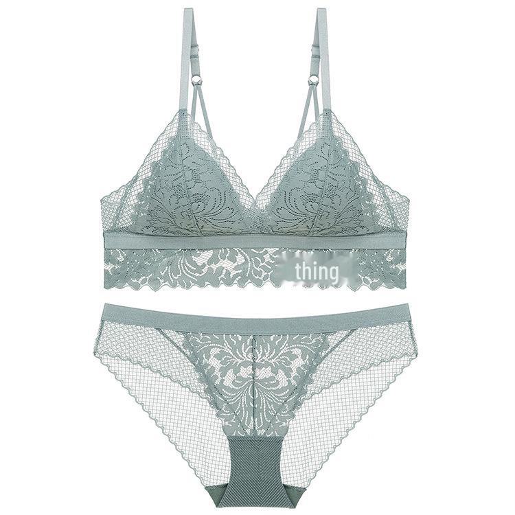 Комплект ультратонкого бесшовного треугольного бюстгальтера из французского кружева - Удобный, Дышащий, Сексуальный пуш-ап дизайн