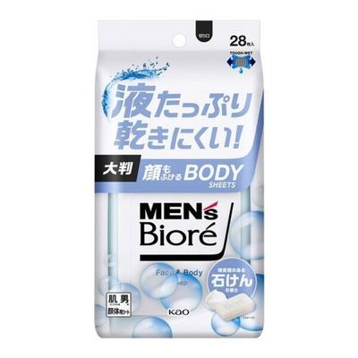 Kao Man's Biore Face Wash Body Sheet Cleansing Soap Scent 28 листов