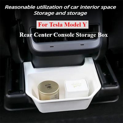 Бокс для хранения на задней центральной консоли для Tesla Model Y 2024-2024 Автоаксессуары TPE Органайзер с крышкой Мусорное ведро Под сиденье