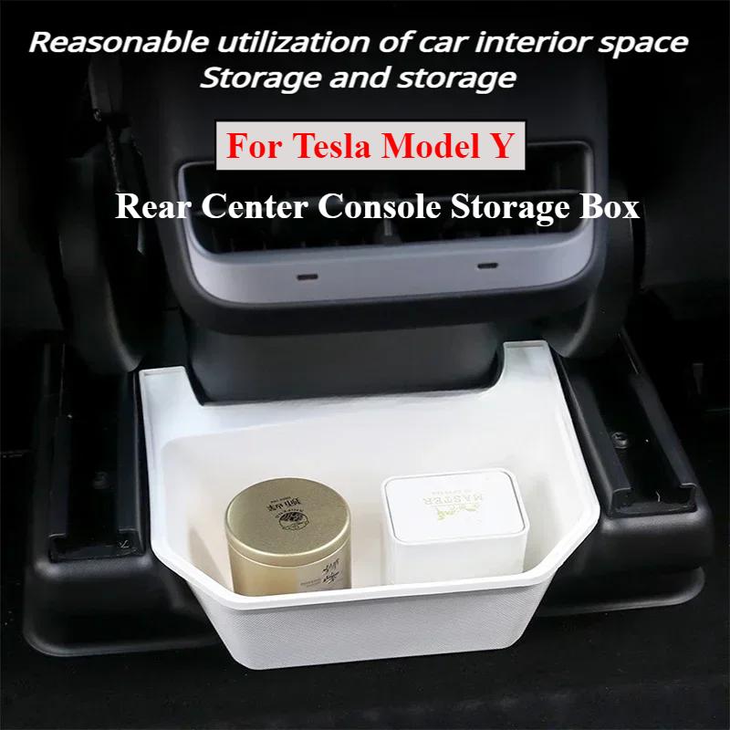 Бокс для хранения на задней центральной консоли для Tesla Model Y 2024-2024 Автоаксессуары TPE Органайзер с крышкой Мусорное ведро Под сиденье