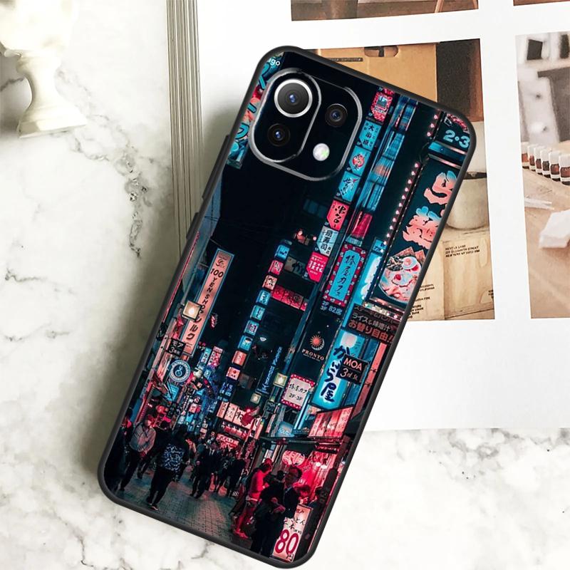 Японский ночной город Эстетичный чехол для POCO M6 Pro F3 F5 M5s X3 X5 X6 Pro Xiaomi 14 13 Ultra 11T 12T 13T Pro 12 Lite