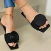 2026 Women's New Versatile Summer Sandals Large Size Round Buckle Square Toe Flat Shoes Casual Slippers Fashion Beach Shoes