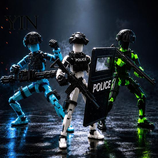 Decorative Soldier Figure Action with Accessories, Multi-Joints Movable Model, 3D Printed Articulated Dummy Robot for Desktop Decoration Display