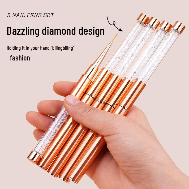 Top-Selling White Handle Rose Gold Ferrule Nail Art Brush with Daisy Phototherapy Carving Tip