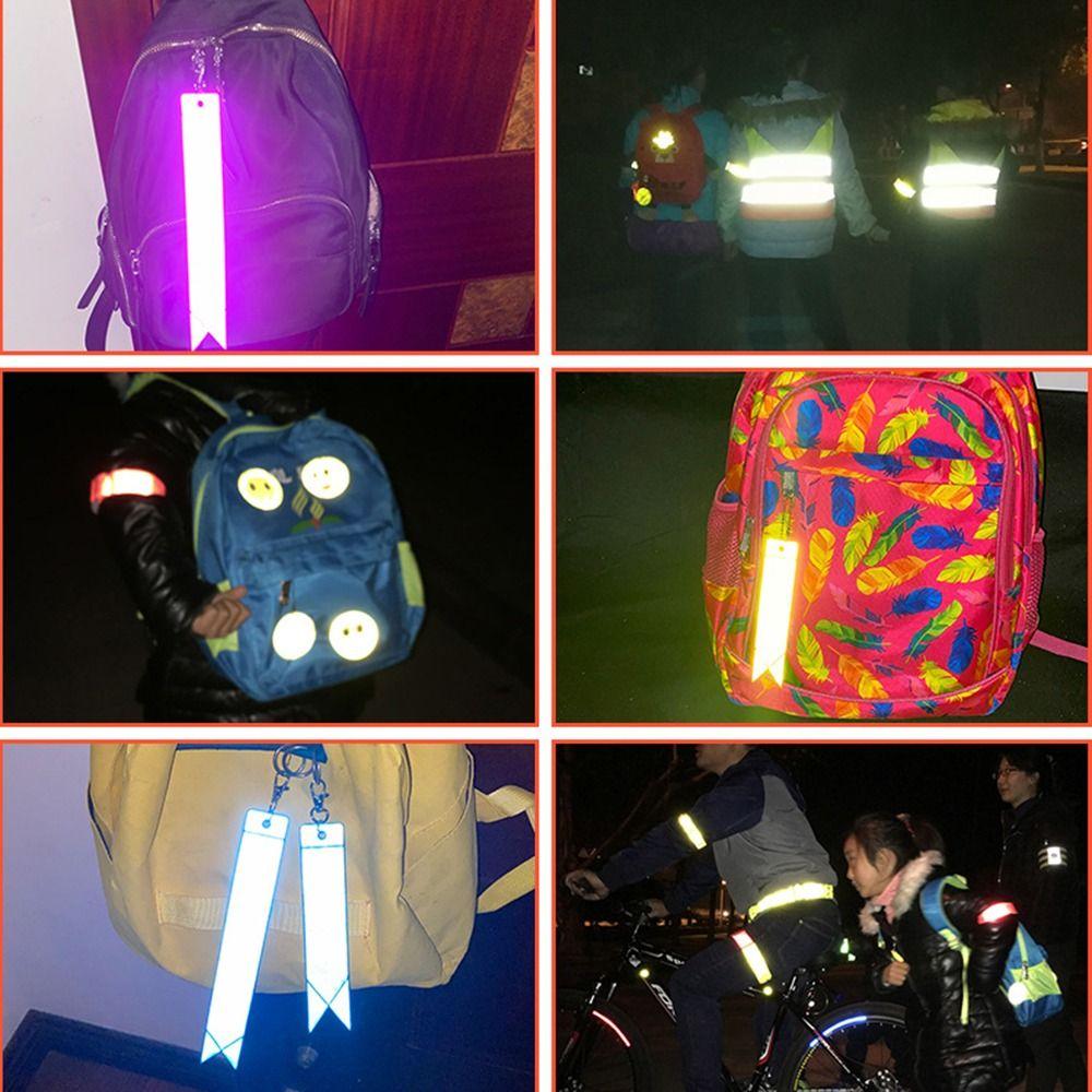 10Pcs Soft PVC Reflective Strips High Visibility Backpack Pendant Car Reflective Keychain Cycling
