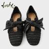 Лаконичные женские туфли на плоской подошве с бабочкой и узлом, модные туфли Мэри Джейн из искусственной кожи, частичное платье, Sapatos Femininos 2024, весна-осень