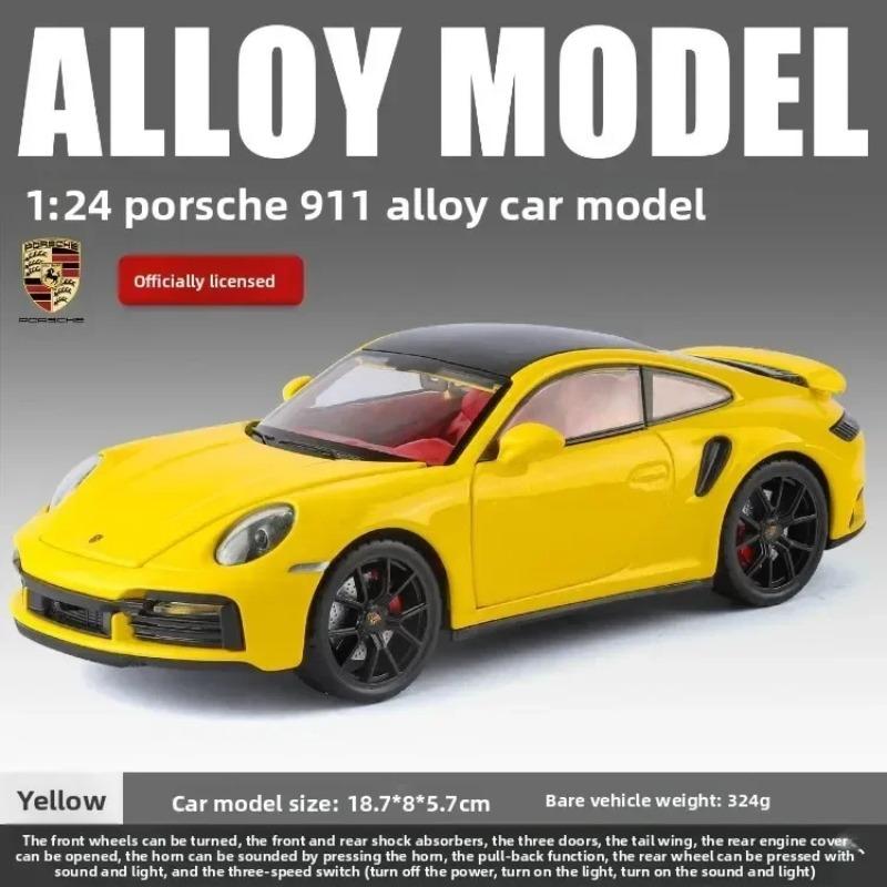 Оригинальная лицензионная модель суперкара Porsche 911 TURBO S в масштабе 1/24 с витриной Коллекционная миниатюрная модель автомобиля Металлическая игрушка Транспортное средство Хобби