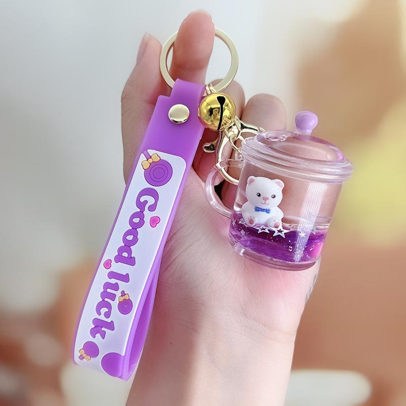 Очаровательный брелок «Мишка с жемчугом»: Жидкий зыбучий песок Кристальная подвеска Кукла - Идеальный маленький подарок