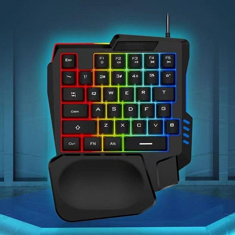 RGB Игровая Клавиатура Одноручная Мини USB Ультратонкая Проводная 35 Клавиш Одноручная Клавиатура с Подсветкой Для Компьютера ПК Ноутбука