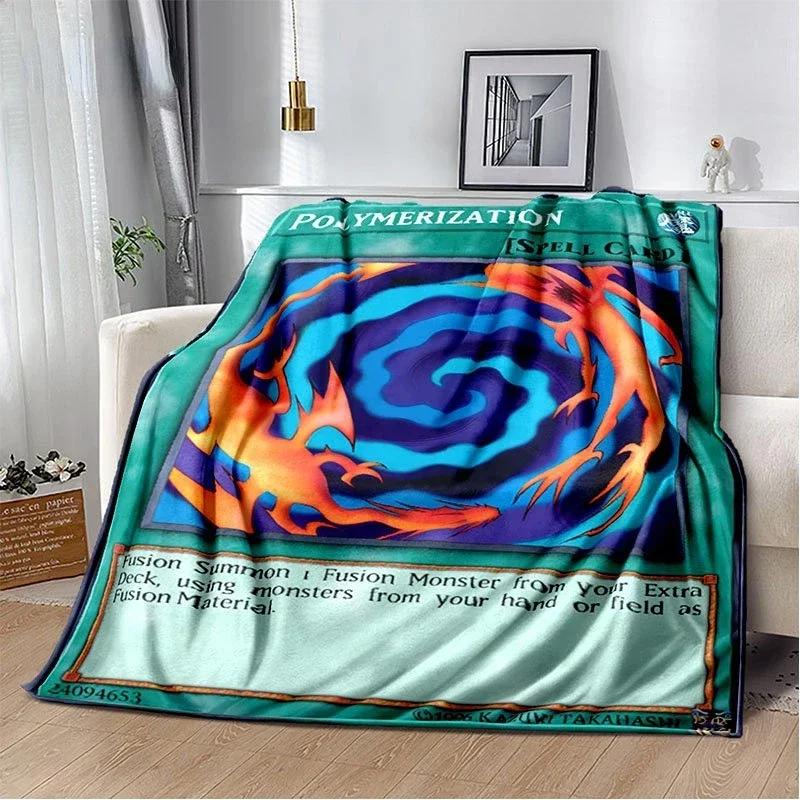 Anime Yu Gi Oh Card Throw Blanket Blue Eyes White Dragon Anime Cartoon Soft Plush Blanket Bedroom Bedspread Home Decor