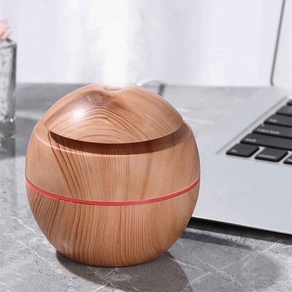 Wood Grain Air Humidifier Ultrasonic Mini Mist Maker Personal Mist Air Purifier Dorm Room Use