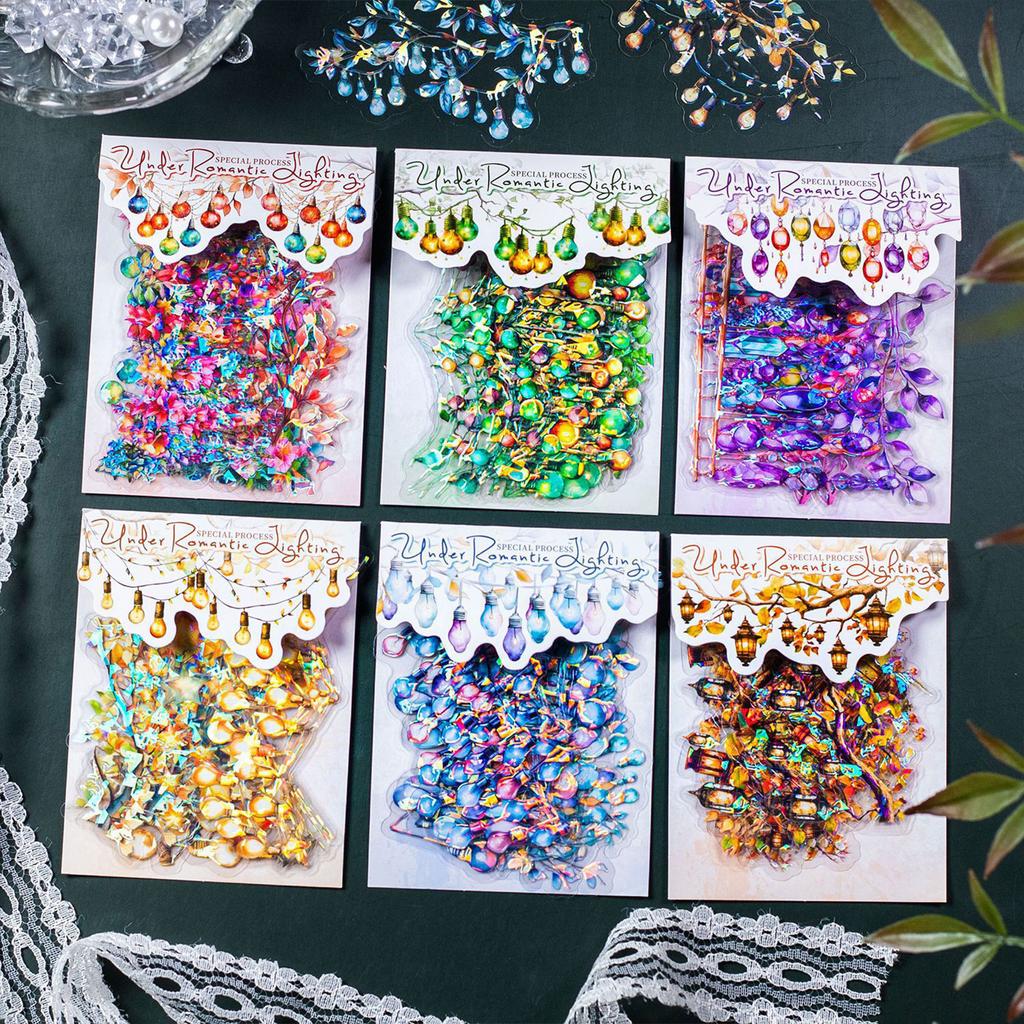 Colorful PET Sticker Shell Like Glow Stickers With Color Flower For Diy Diary Album Scrapbooking